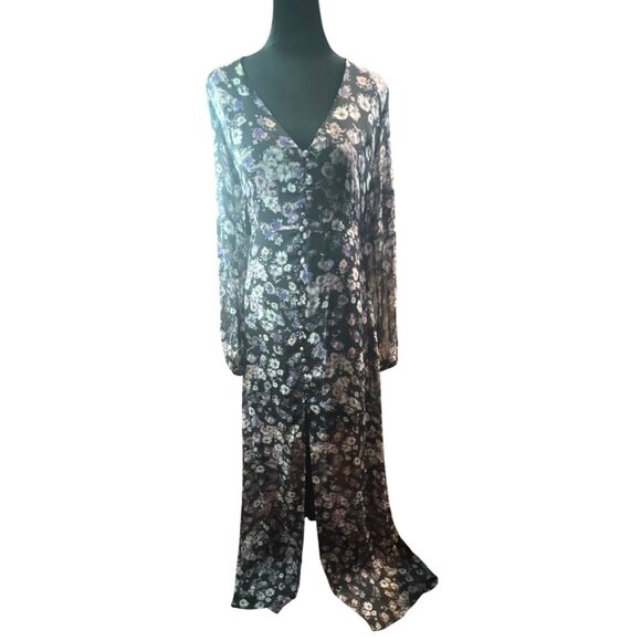 Revolve Lucca Couture Floral Print Long Sleeve Maxi Dress Button Front M Cottage - Picture 1 of 10